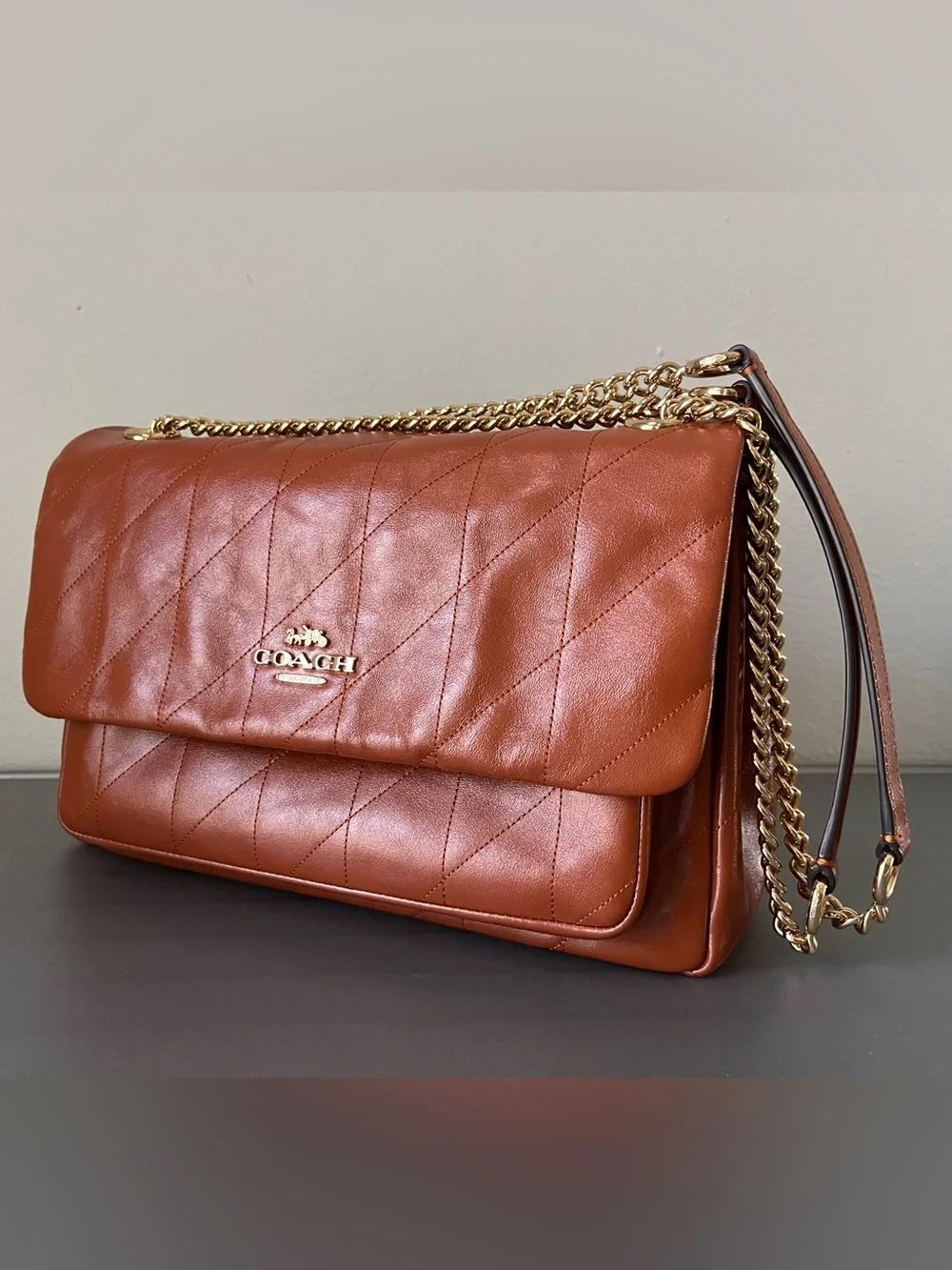 Coach Elodie Quilted Leather Cinnamon Crossbody Bag